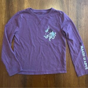 Unicorn Long Sleeve Tee Purple Sparkle Top | Girls XS (4–5)  | Wonder Nation